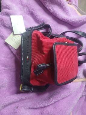 Vintage Tommy Hilfiger NWT Red Corduroy Mini Drawstring Backpack